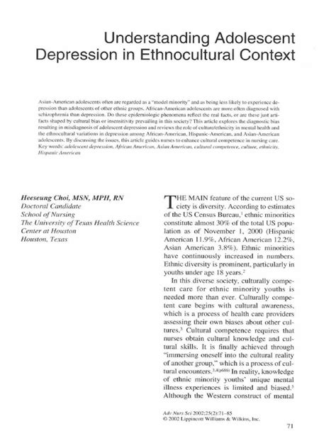 understanding adolescent depression pdf