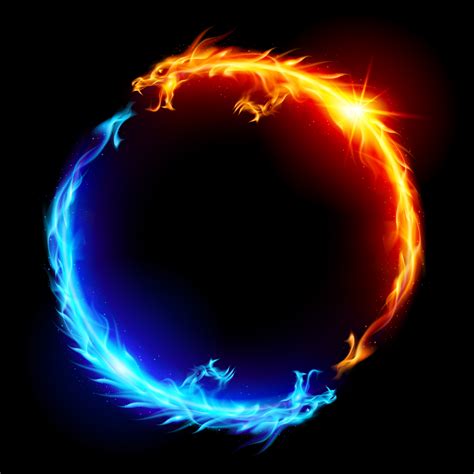 Blue And Red Fire Dragons — Stephen Josephs Twin Flame Art Black
