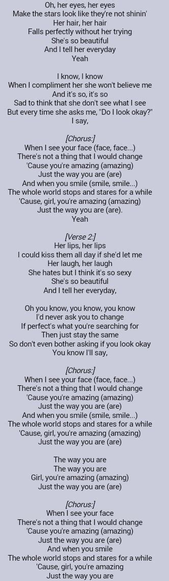 bruno mars just the way you are great song lyrics song lyric quotes the way you are
