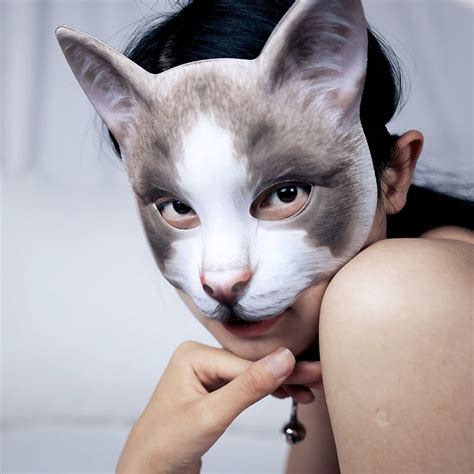 Sexy Cospaly Cat Mask Half Face Masks Woman Halloween Rave Etsy