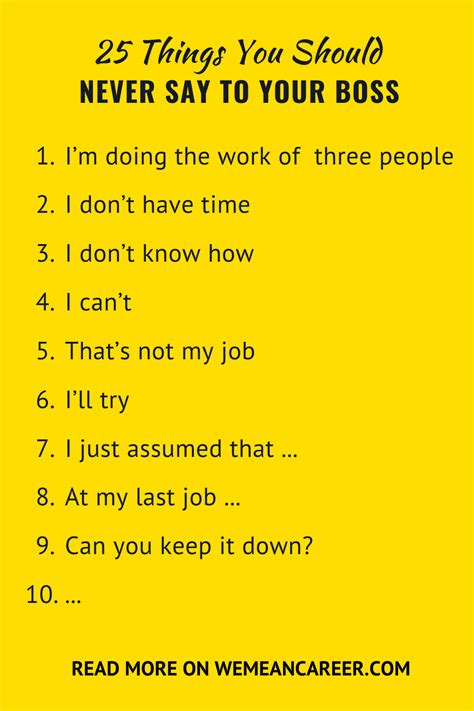 26 things you should never say to your boss your boss career advice sayings