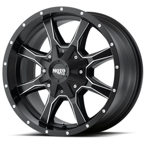20 Inch Black Milled Wheels Rims Moto Metal Mo970 20x9 5x5 5x55 Set