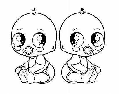 Coloring Pages Twin Twins Babies Printable Boy