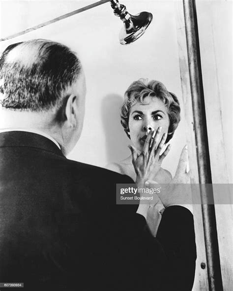Alfred Hitchcock And Janet Leigh On The Set Of Psycho Directed By