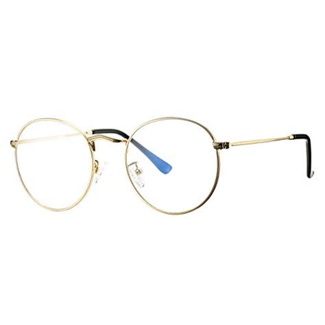 Pro Acme Classic Round Metal Clear Lens Glasses Frame Unisex Circle Eyeglasses Gold Blue