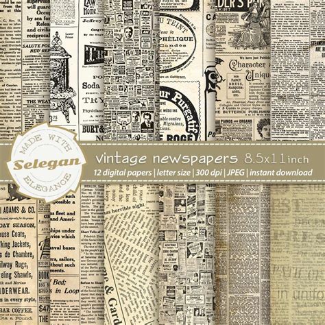 Buy Vintage Newspapers 85x11 Inch Letter Size Digital Printable Online