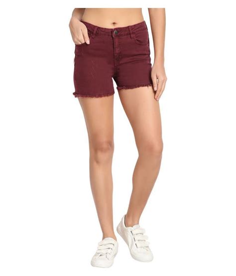 Buy Overs Cotton Lycra Hot Pants Maroon Online At Best Prices In