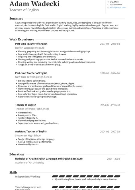 English Teacher Resume Samples And Templates Visualcv