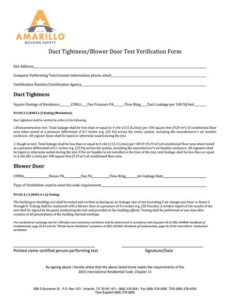 Blower Door Test Report Form Fill Out And Sign Printable