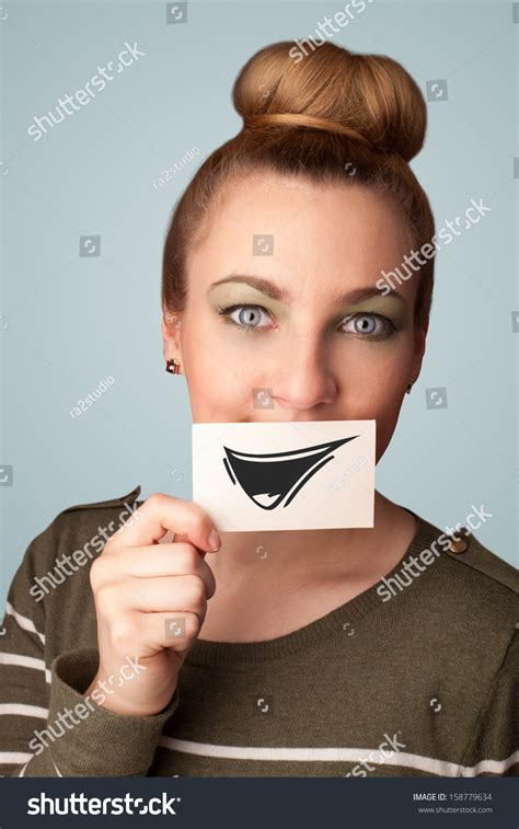 Happy Cute Girl Holding Paper Funny Stock Photo Edit Now 158779634