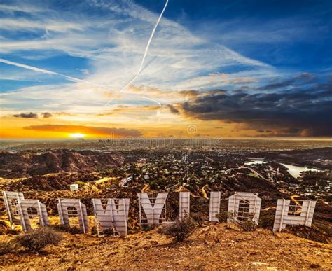 Colorful Sky Over Hollywood Sign Editorial Photo Image Of Beverly