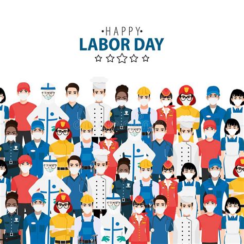 Cartoon Character With Professional Worker In Happy Labor Day Festival
