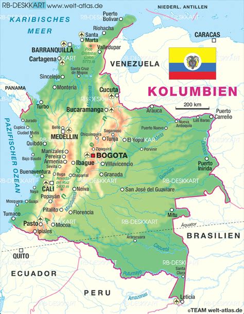 Map Of Colombia Country Welt Atlasde