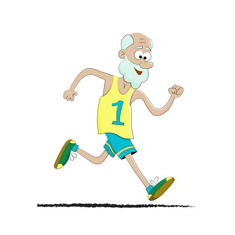 Old Man Running In The Park In The Morning Or A Sports Marathon