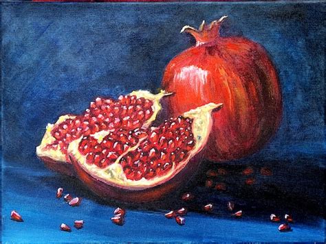 Pomegranate Painting Original Art Oil Painting Canvas Artwork Etsy