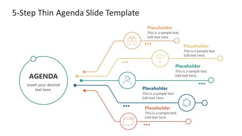 5 Step Thin Agenda Slide Template For Powerpoint