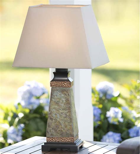 Weatherproof Slate Outdoor Table Lamp Plow And Hearth