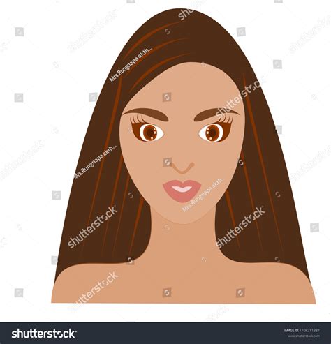 Cartoon Girl Brown Hair Brown Eyes Stock Vector Royalty Free 1108211387 Shutterstock