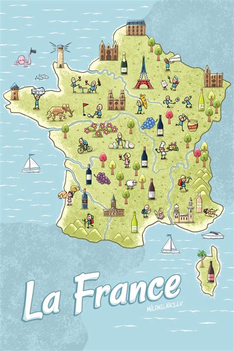 Illustrated Map Of France Illustrated Map France Map France