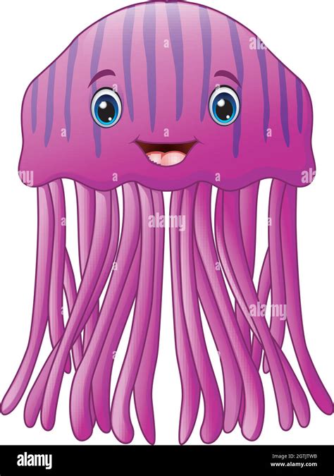 Cute Happy Jellyfish Cartoon Illustration Stock Vector Image And Art Alamy