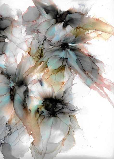Faerie original alcohol ink painting abstract interior wall art black