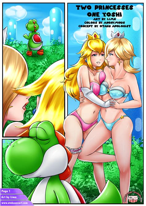 Two Princesses One Yoshi Hentai Manga Page Textless By
