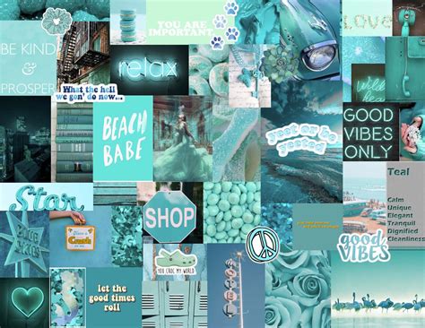 Download Cyan Aesthetic Collage Pictures Wallpaper