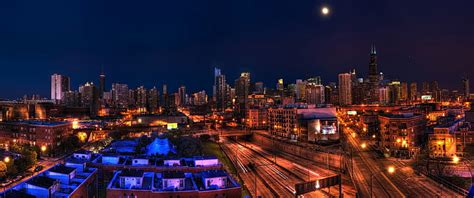 Hd Wallpaper Ultrawide Night Cityscape Chicago Illinois