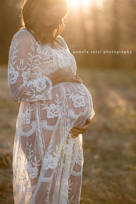 Maternity Gown Dress White Lace Pregnancy Dress For Etsy
