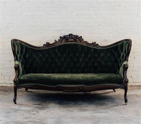 We have been deeply inspired by the crimson peak movie costume designs. Victorian green velvet couch | Victorian couch, Victorian ...