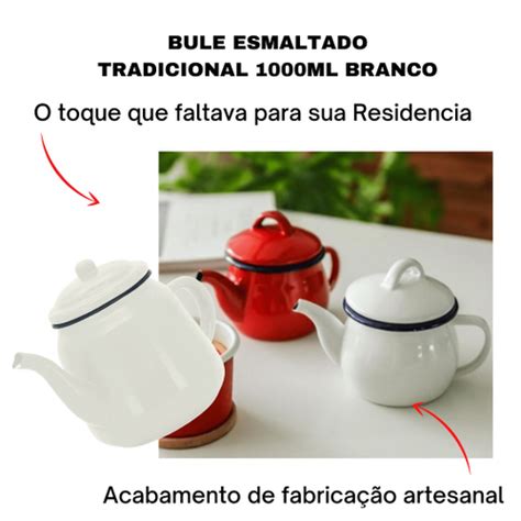 Bule Esmaltado Rustica Tradicional Branco 1 Litro P Cafe Em Promoção