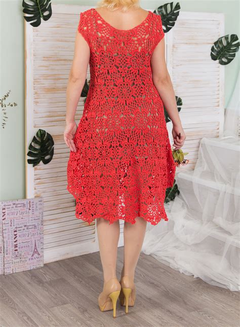 Crochet dress with round motifs
