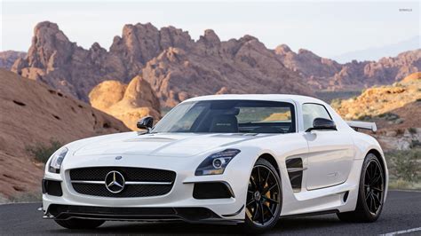 2014 White Mercedes Benz Sls Amg Front Side View Wallpaper Car