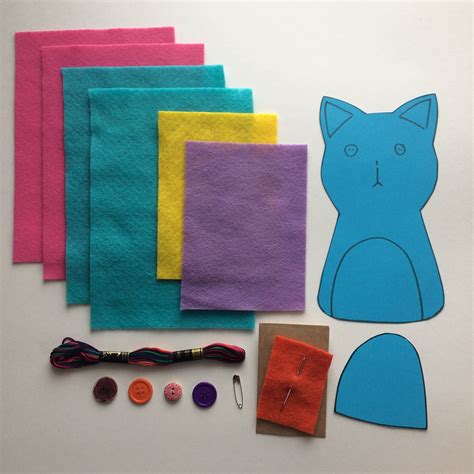 Cat And Owl Beginner Sewing Kits Plus Stuffing Diy Stuffie Etsy