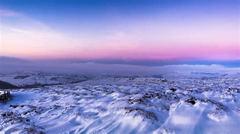 Winter Plain Snow Covered Sunset Horizon Preview