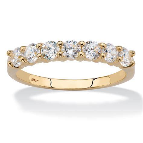 round cubic zirconia wedding anniversary band ring 70 tcw in solid 10k yellow gold at palmbeach