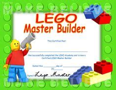 � �superhero lego training academy� party games with. Official Lego Master Builder Certificate Printable by JenuineCards | Kids parties | Pinterest ...