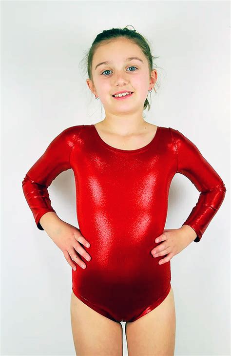 girls red sparkle long sleeve one piece leotard for gymnastics rarr designs