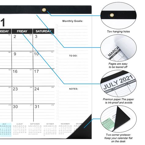 Large Academic 2022 2023 Desk Calendar 18 Months Desk Pad 17 X 12