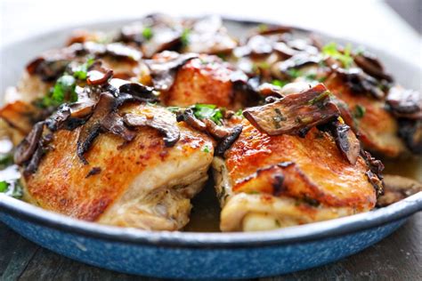 Lard or bacon drippings are traditionally used, but you may substitute condensed chicken or. Oven Roasted Chicken with Mushrooms and White Wine ...