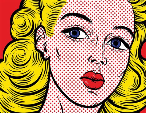 Pop Art Blond Woman Face Close Up Illustrator Graphics ~ Creative Market