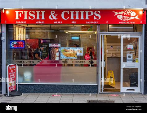 A Traditional English Takeaway Fish And Chip Shop In The City Centre Of