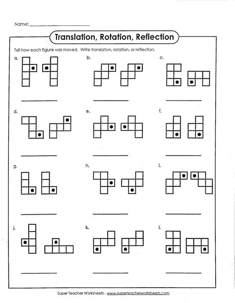 Translations Rotations And Reflections Worksheet