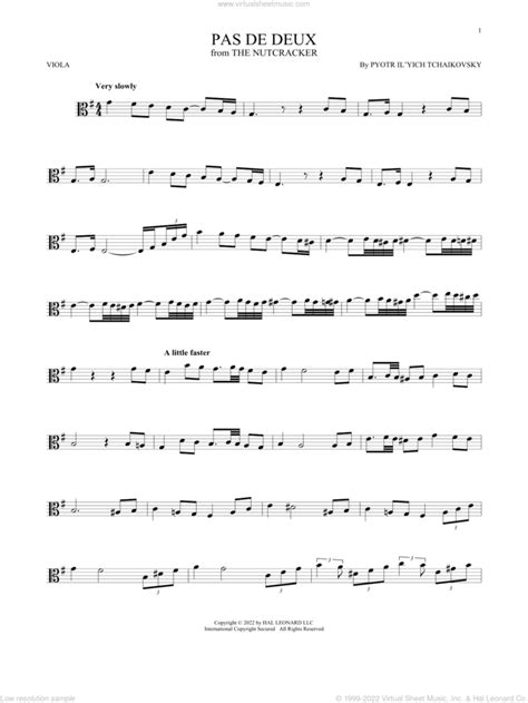 Pas De Deux From The Nutcracker Sheet Music For Viola Solo