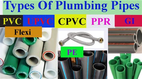 Plumbing Pipes Types Of Water Plumbing Pipe Difference Between PVC UPVC CPVC PPR GI Flex PEX