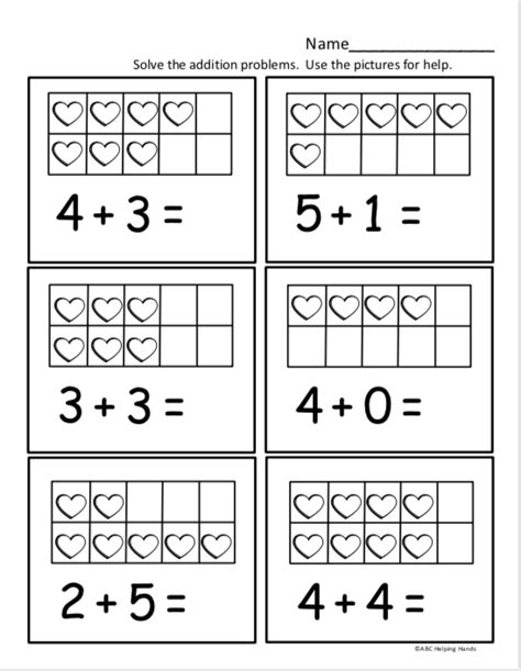 Free Printable Math Addition Worksheets For Kindergarten Kindergarten