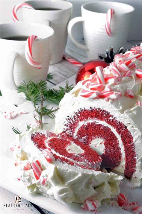 Decorating this red velvet layer cake. Red Velvet Cake Roll & White Chocolate Peppermint Butter ...