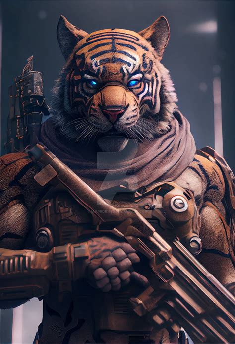 Cyborg Tiger With Gun By Mjunior1988 On Deviantart