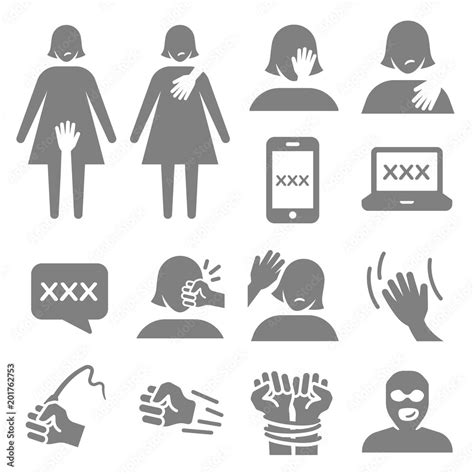 Harassment And Abuse Icon Set Included The Icons As Victim Sexual