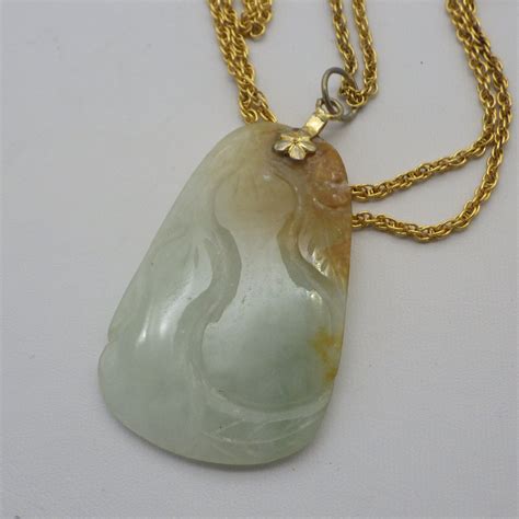 Jadeite Pendant Necklace Carved Jade Genuine Gemstone Asian Etsy